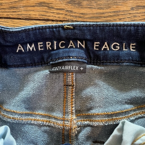 American Eagle distressed dark wash skinny jeans slim cozy air flex + 28x30 - Picture 3 of 5